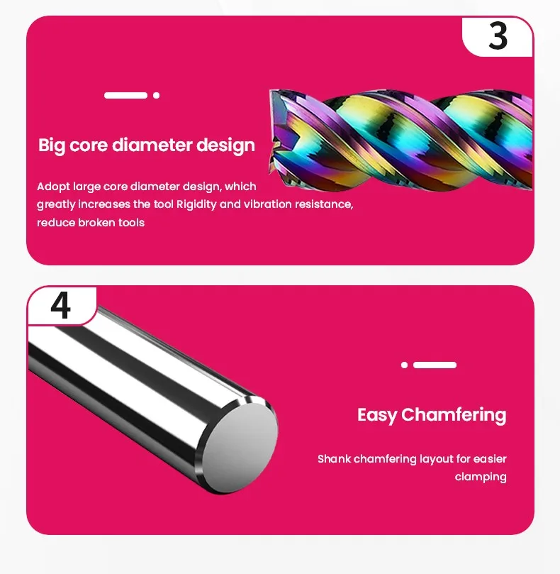 SHAZAM TGP-HRC60 3-Flute Color Circle DLC-Coating Tungsten Steel Carbide Aluminum Flat End Endmills CNC Machining Milling Cutter