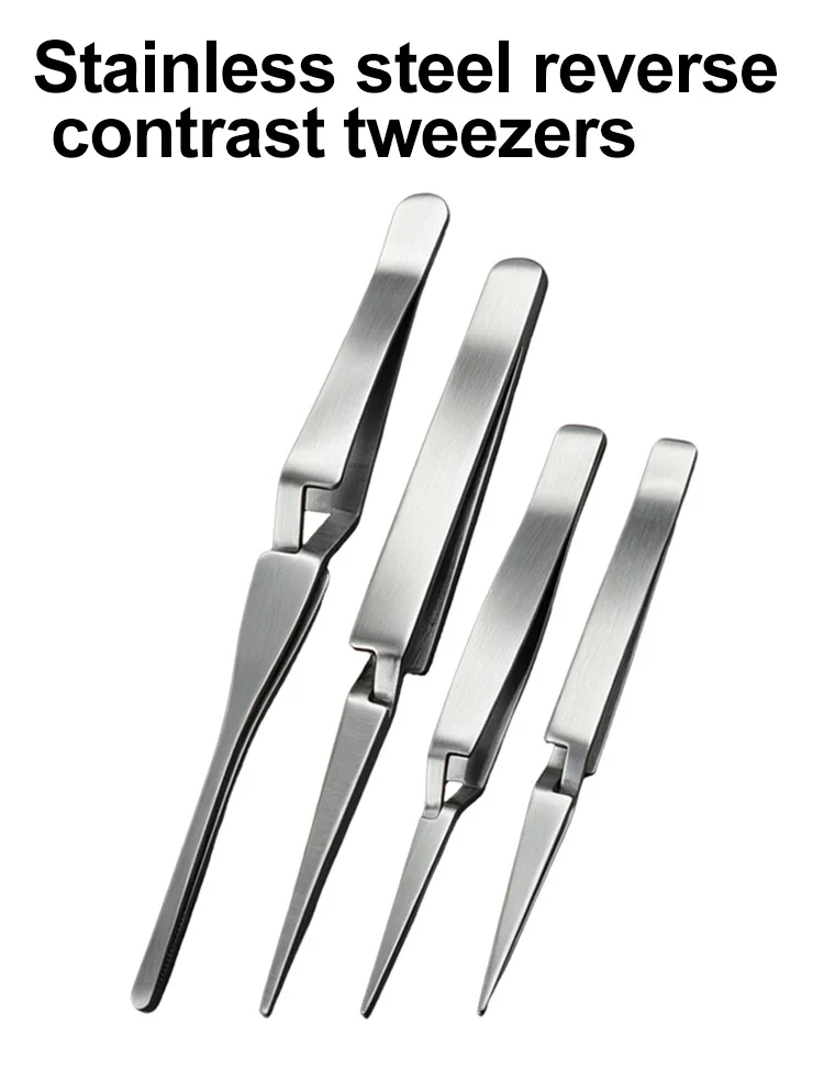 1PC Tweezers Stainless Steel Non-slip Cross Lock Reverse Action Tweezer Save Effort Maintenance Tools