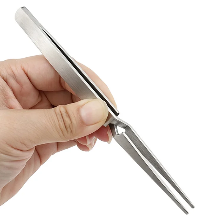 1PC Tweezers Stainless Steel Non-slip Cross Lock Reverse Action Tweezer Save Effort Maintenance Tools
