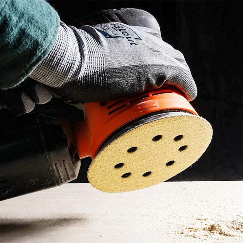 125mm 5 Inch 8 Holes Yellow Sandpaper, Sanding for Discs Grinder Car Woodworking Metal Grinding Disc Abrasive Polishing Tool