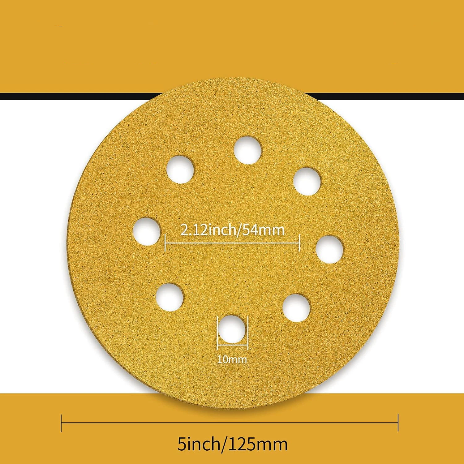 125mm 5 Inch 8 Holes Yellow Sandpaper, Sanding for Discs Grinder Car Woodworking Metal Grinding Disc Abrasive Polishing Tool
