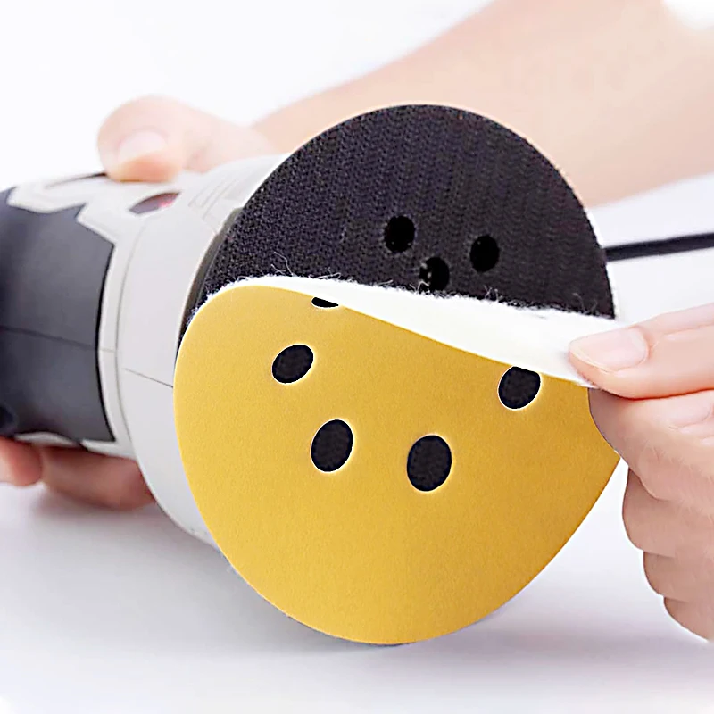 125mm 5 Inch 8 Holes Yellow Sandpaper, Sanding for Discs Grinder Car Woodworking Metal Grinding Disc Abrasive Polishing Tool