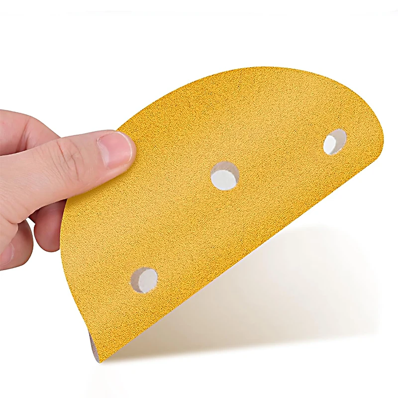 125mm 5 Inch 8 Holes Yellow Sandpaper, Sanding for Discs Grinder Car Woodworking Metal Grinding Disc Abrasive Polishing Tool