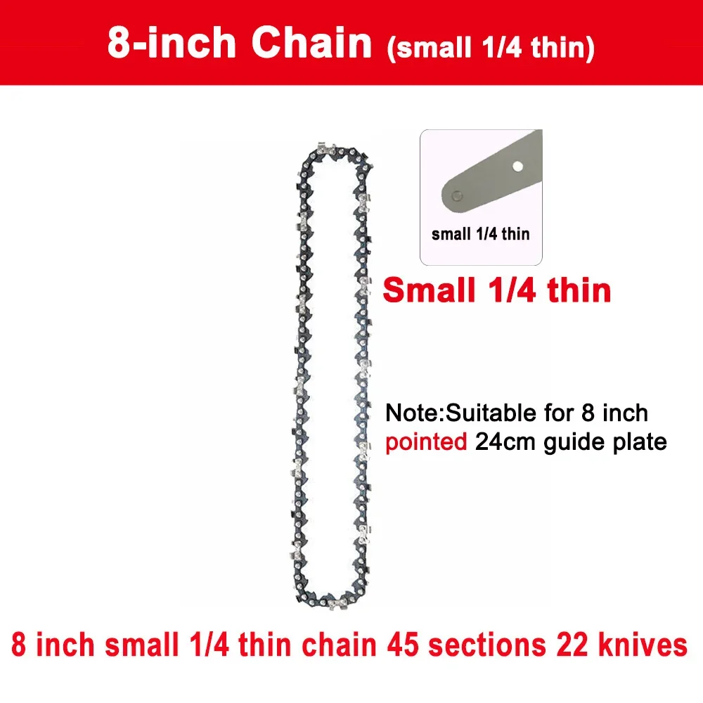 8 Inch Saw Bar 1/4"P Electric Saw 45 knots 22 knives Electric Chain Saw Guide Replacement Mini Steel Chainsaw Chains Garden Tool
