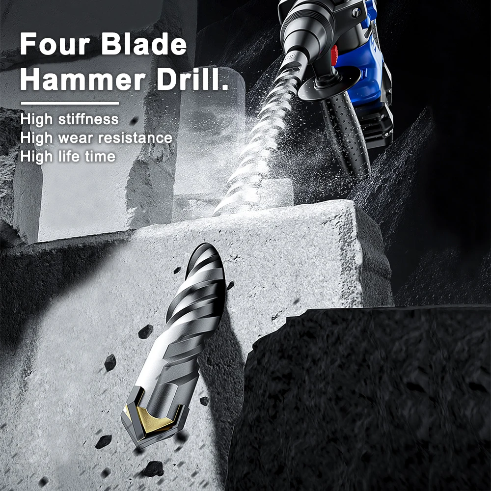 250mm 350mm Long Masonry Drill Bit SDS Plus Shank for Electric Hammer Tungsten Carbide Cross-Tip Diameter from 10 to 32