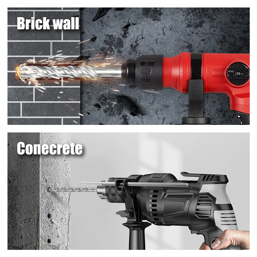 250mm 350mm Long Masonry Drill Bit SDS Plus Shank for Electric Hammer Tungsten Carbide Cross-Tip Diameter from 10 to 32
