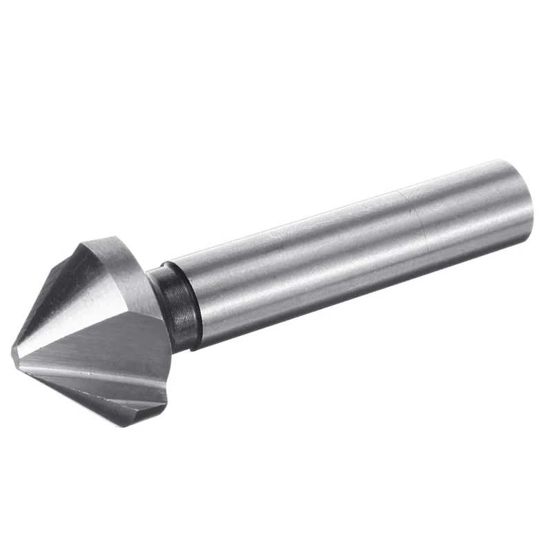 6Pcs HSS Chamfering End Mill Cutter Set 3 Flute Round Shank 6.3-20.5mm Tapered Drill Bit 90 Degree Countersink Deburring Tool