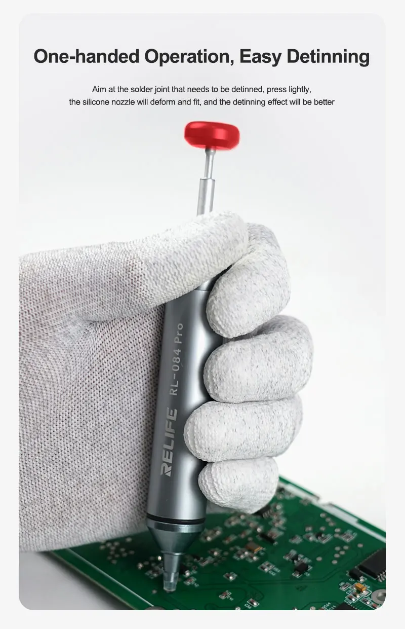 RELIFE RL-084 Pro Strong Suction Aluminum Alloy Desoldering Sucker Powerful Vacuum Suction for PCB Soldering Removal & Repair