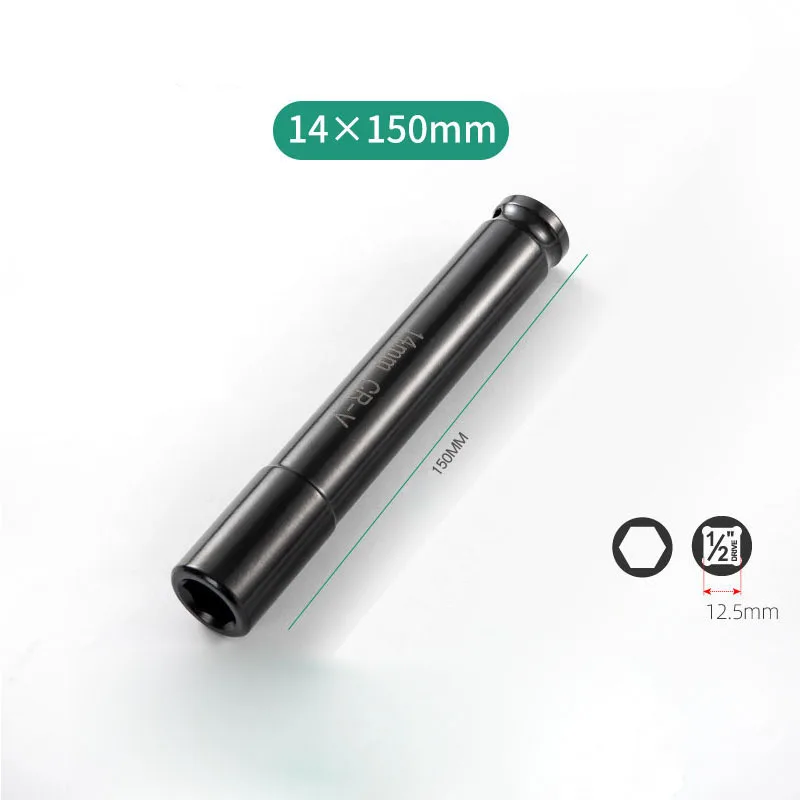 150mm Long Deep Impact 6 Point Wrench Socket Head 1/2" Drive Adapter Antirust Hex Wrench Socket Set 14/17/18/19/21/22/24/27mm