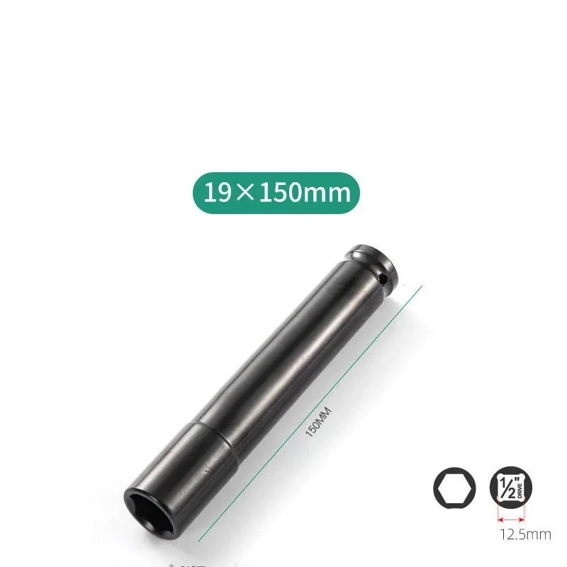 150mm Long Deep Impact 6 Point Wrench Socket Head 1/2" Drive Adapter Antirust Hex Wrench Socket Set 14/17/18/19/21/22/24/27mm