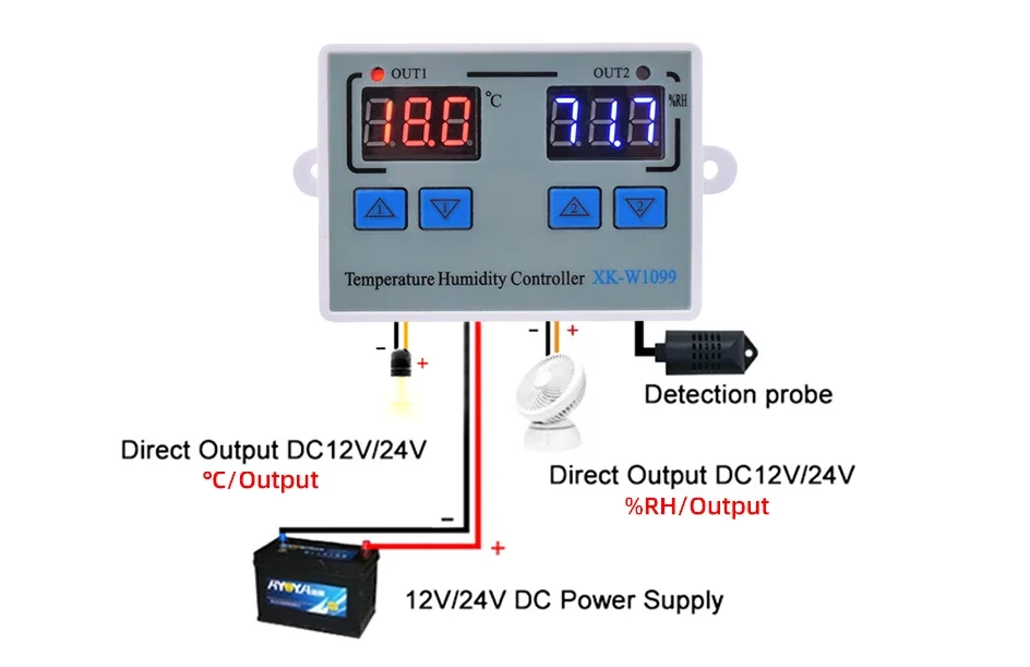 W3001 W3002 W3005 W1088 W1099 Digital Display Hygrometer Thermorelator Microcomputer Temperature Humidity Controller 12V 220V