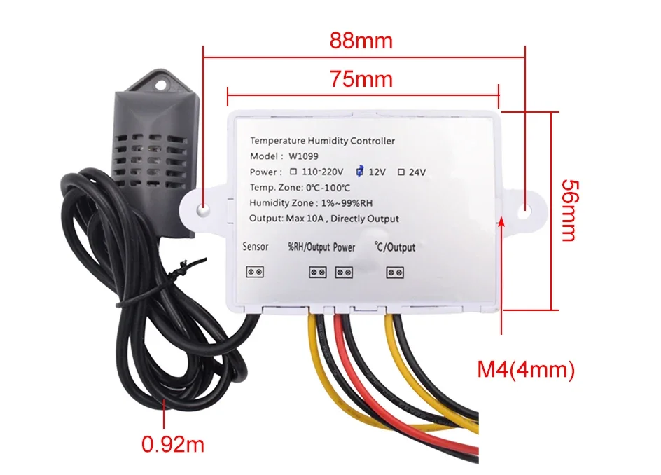 W3001 W3002 W3005 W1088 W1099 Digital Display Hygrometer Thermorelator Microcomputer Temperature Humidity Controller 12V 220V
