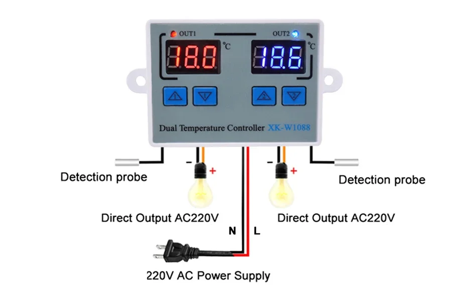 W3001 W3002 W3005 W1088 W1099 Digital Display Hygrometer Thermorelator Microcomputer Temperature Humidity Controller 12V 220V