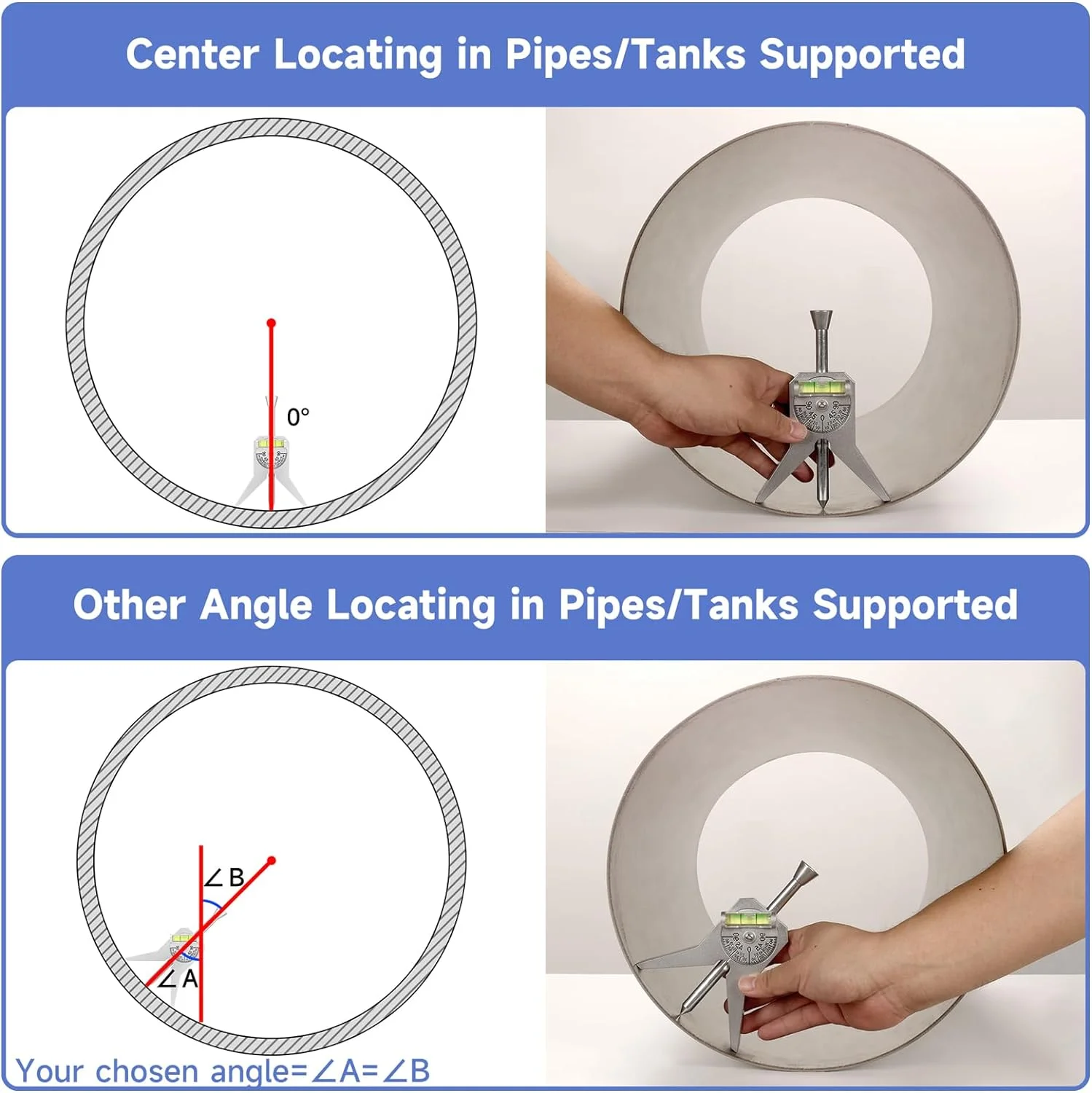 Manual Tube Marker Centering Tool Safety Pipe Center Finder Y-Type 4 Inch Safety Pipe Marker Centering Head Tool
