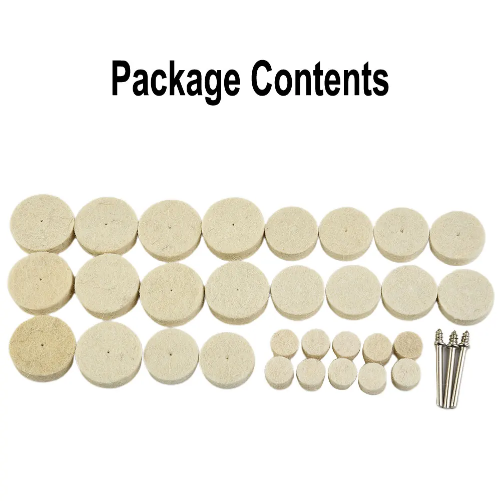 33pcs Wool Felt Polishing Wheel Cloth Buffing Disc Jewelry Mirror Sanding Pads 3mm Shank For Drill Rotary Tool