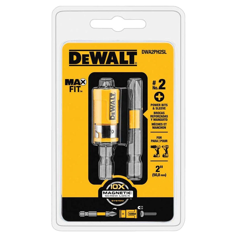 DEWALT Original DWA2PH2SL MAXFIT 2'' PH2 Impact Driver Bit Sleeve Set Pivoting Magnetic Sucker Tool Accessories