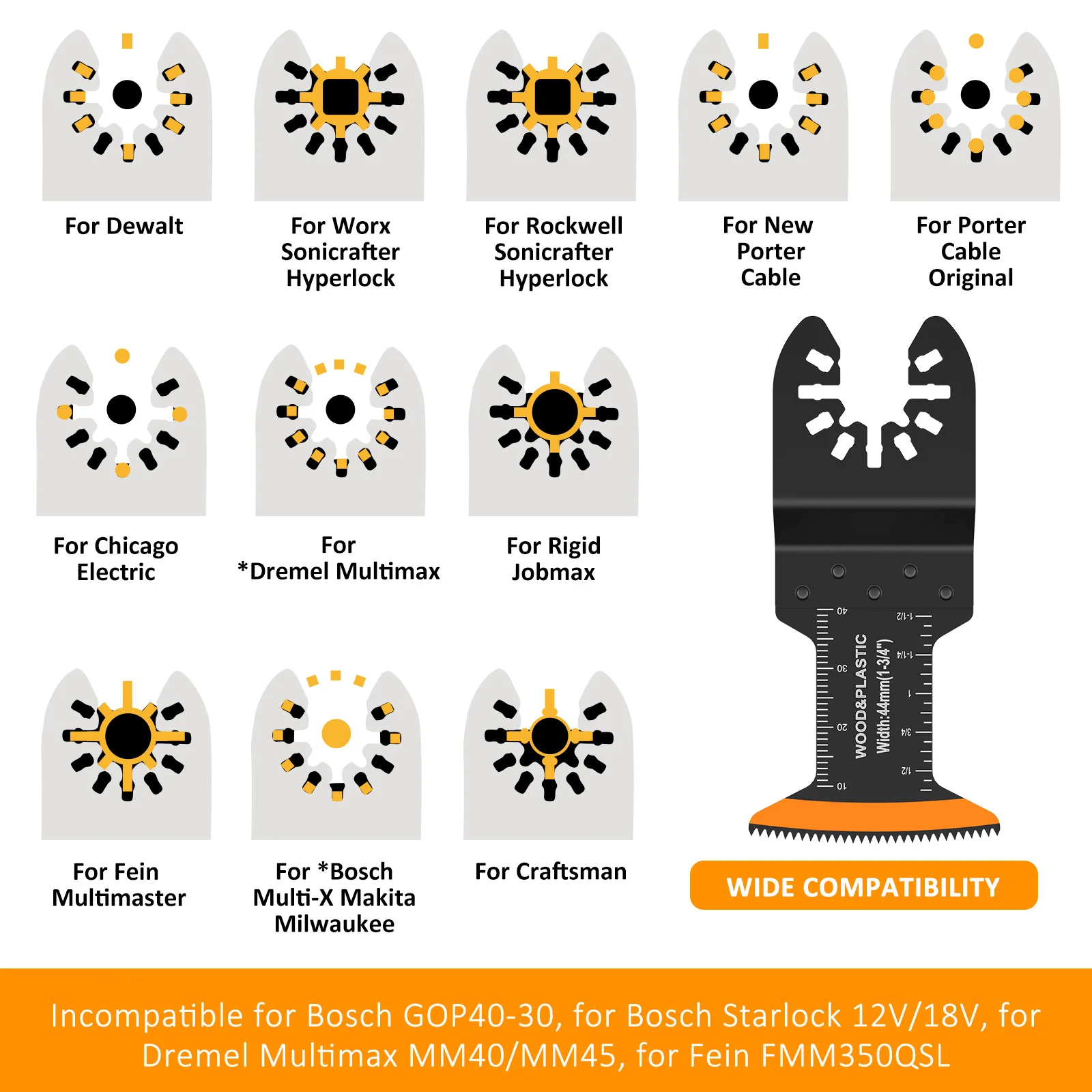 8/10Pcs Japanese Oscillating Saw Blades HighCarbon teel Bi-Metal Curved edge Multitool Blades Sharp Wear Resistant Cutter Blade