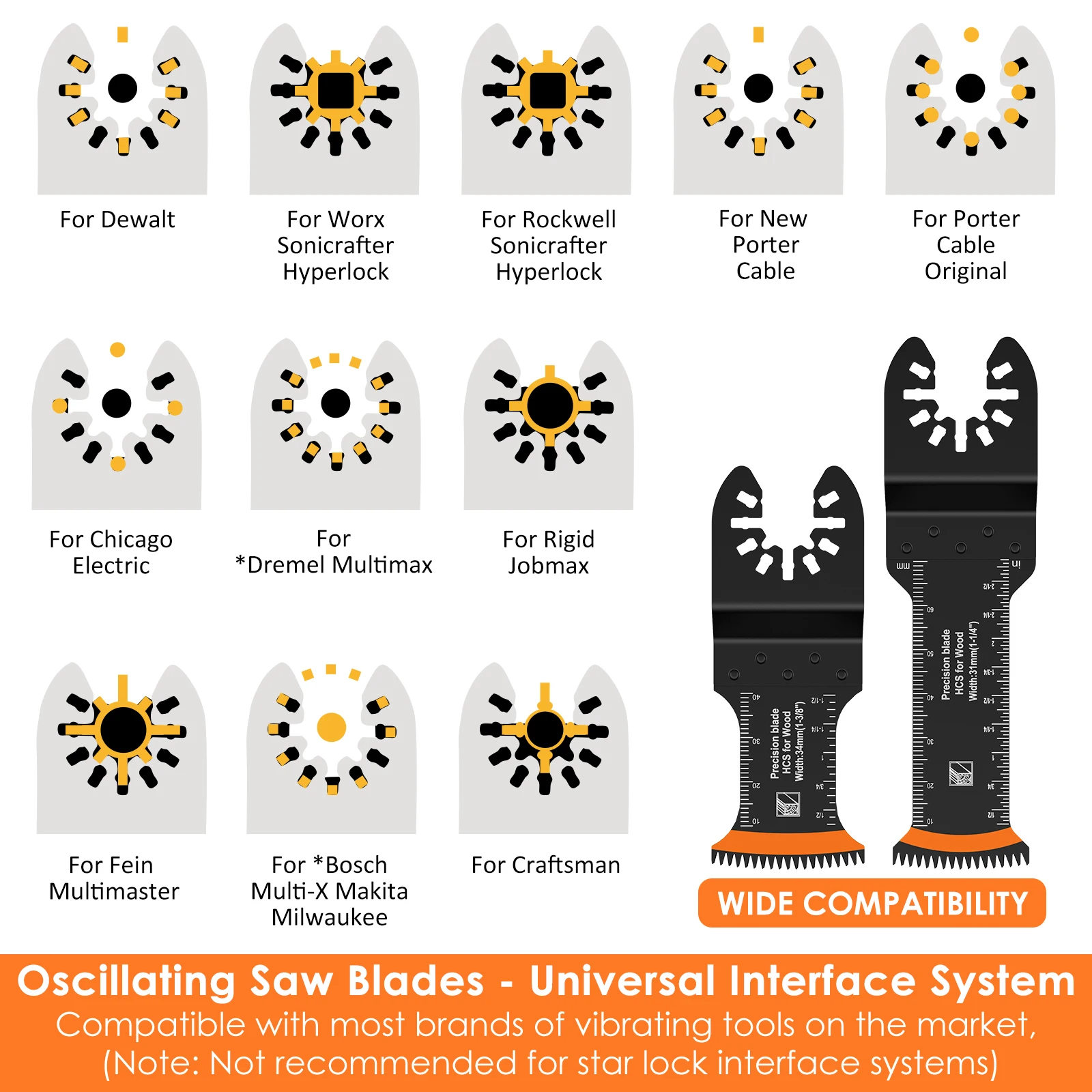 8/10Pcs Japanese Oscillating Saw Blades HighCarbon teel Bi-Metal Curved edge Multitool Blades Sharp Wear Resistant Cutter Blade