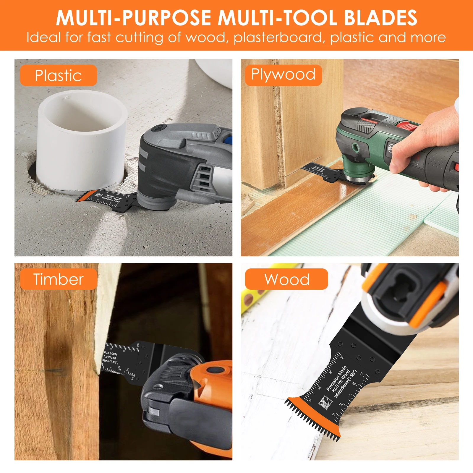 8/10Pcs Japanese Oscillating Saw Blades HighCarbon teel Bi-Metal Curved edge Multitool Blades Sharp Wear Resistant Cutter Blade