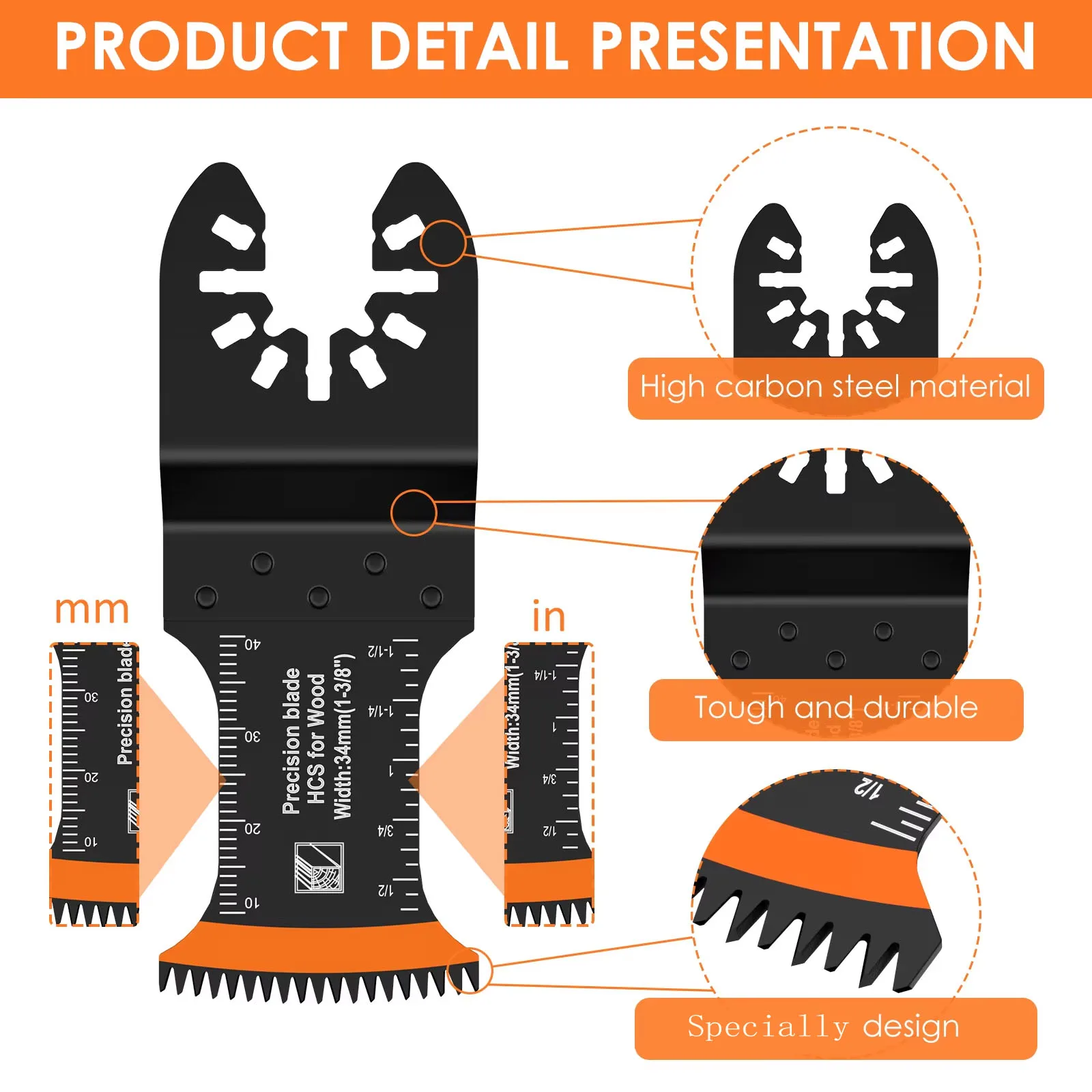 8/10Pcs Japanese Oscillating Saw Blades HighCarbon teel Bi-Metal Curved edge Multitool Blades Sharp Wear Resistant Cutter Blade