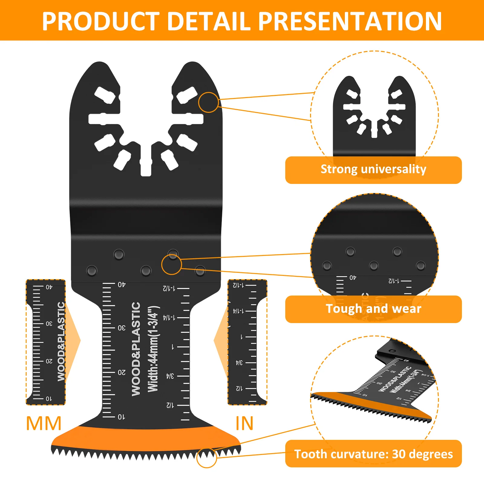 8/10Pcs Japanese Oscillating Saw Blades HighCarbon teel Bi-Metal Curved edge Multitool Blades Sharp Wear Resistant Cutter Blade