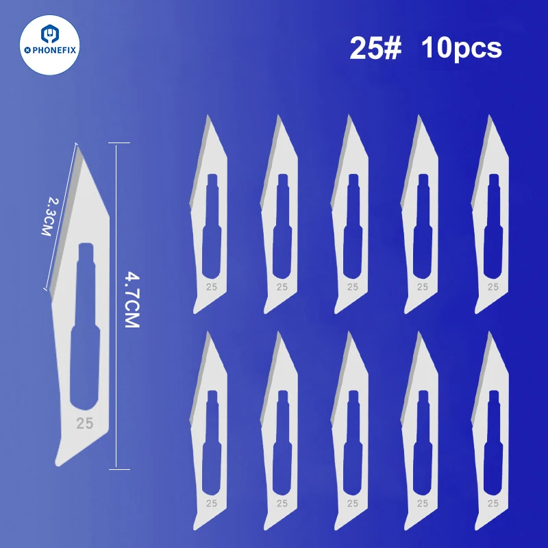 10pcs Carbon Steel Carving Scalpel Knife 10# 21# 23# 24# 25# Surgical Blades DIY Cutting Motherboard BGA Repair Surgical Knife