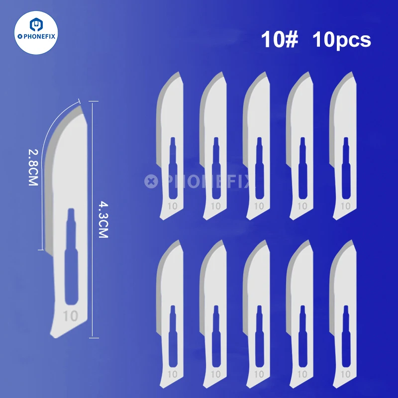 10pcs Carbon Steel Carving Scalpel Knife 10# 21# 23# 24# 25# Surgical Blades DIY Cutting Motherboard BGA Repair Surgical Knife
