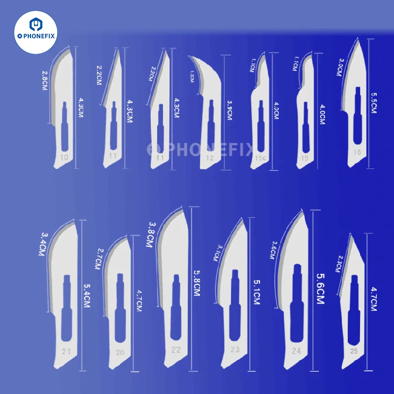 10pcs Carbon Steel Carving Scalpel Knife 10# 21# 23# 24# 25# Surgical Blades DIY Cutting Motherboard BGA Repair Surgical Knife