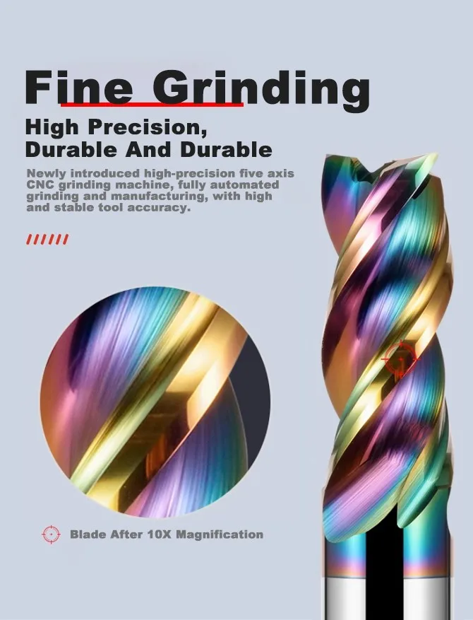GAMONT HRC65 3-Flute Tungsten Steel Carbide Colorful Coating Endmill CNC Machinery Aluminum Special U-groove Milling Cutter Tool