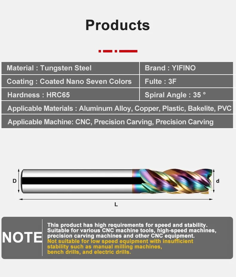 GAMONT HRC65 3-Flute Tungsten Steel Carbide Colorful Coating Endmill CNC Machinery Aluminum Special U-groove Milling Cutter Tool