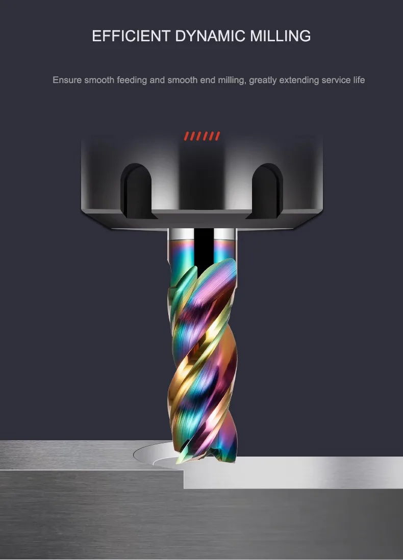 GAMONT HRC65 3-Flute Tungsten Steel Carbide Colorful Coating Endmill CNC Machinery Aluminum Special U-groove Milling Cutter Tool