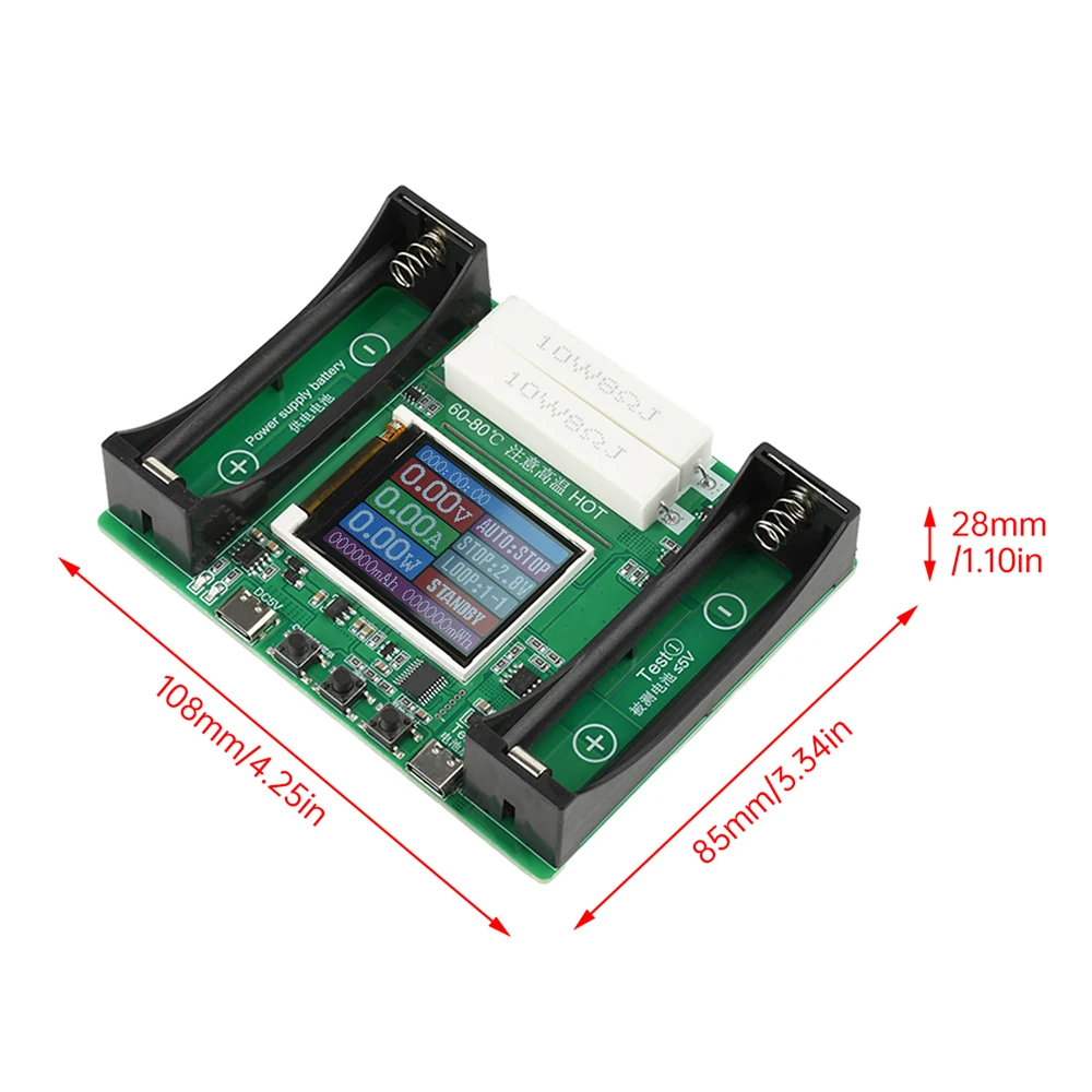 18650 Lithium Battery Capacity Tester Module MAh MWh Digital Battery Power Detector Module 18650 Battery Tester Type-C