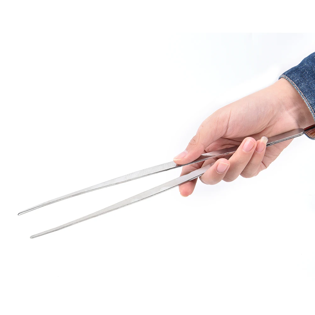 1PCS 25/30cm Straight Toothed Tweezers Barbecue Stainless Steel Long Food Tongs Home Medical Tweezers Garden Kitchen BBQ Tool