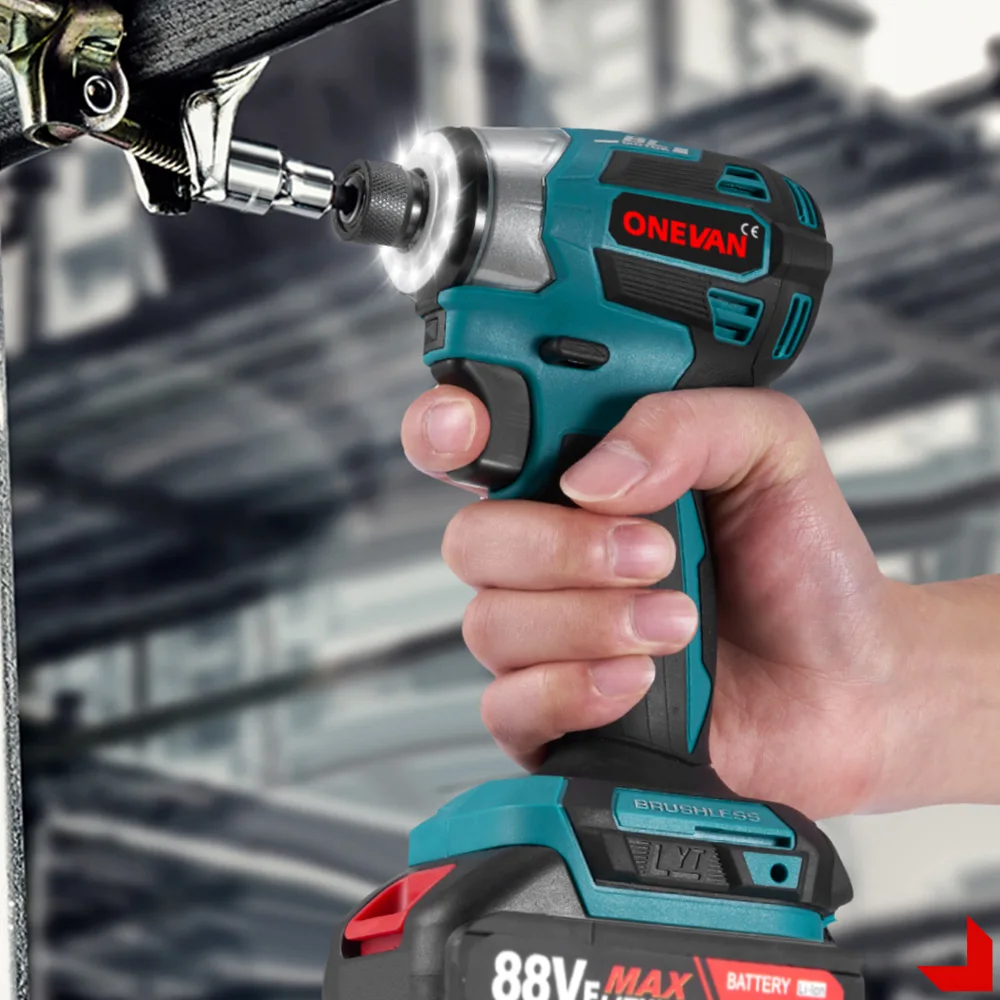 ONEVAN 600N.m Brushless Electric Screwdriver 5-Speed Cordless Electric Impact Driver Kit Drill Tool For Makita 18V Battery Pin