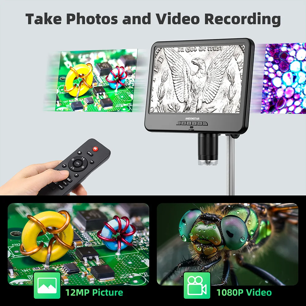 Andonstar Hot AD210 Digital Microscope 10.1 inch Adjustable LCD for Electronics Repair Microscope PCB/SMD Soldering Microscopio