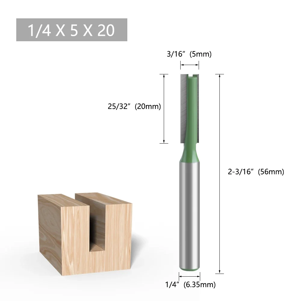 LAVIE 1pc 1/4mm Shank Straight Bit Double Flute Router Bits Milling Cutter For Wood Woodwork Tool C07-002