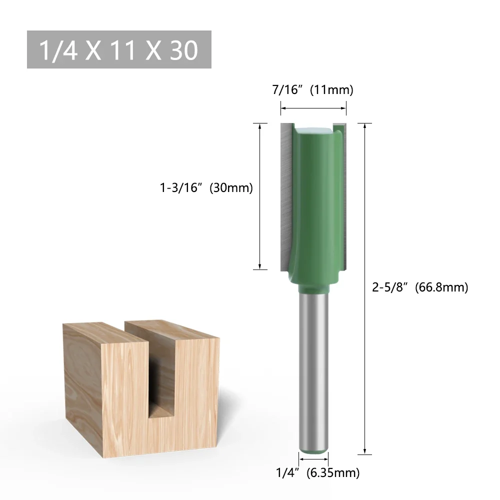 LAVIE 1pc 1/4mm Shank Straight Bit Double Flute Router Bits Milling Cutter For Wood Woodwork Tool C07-002