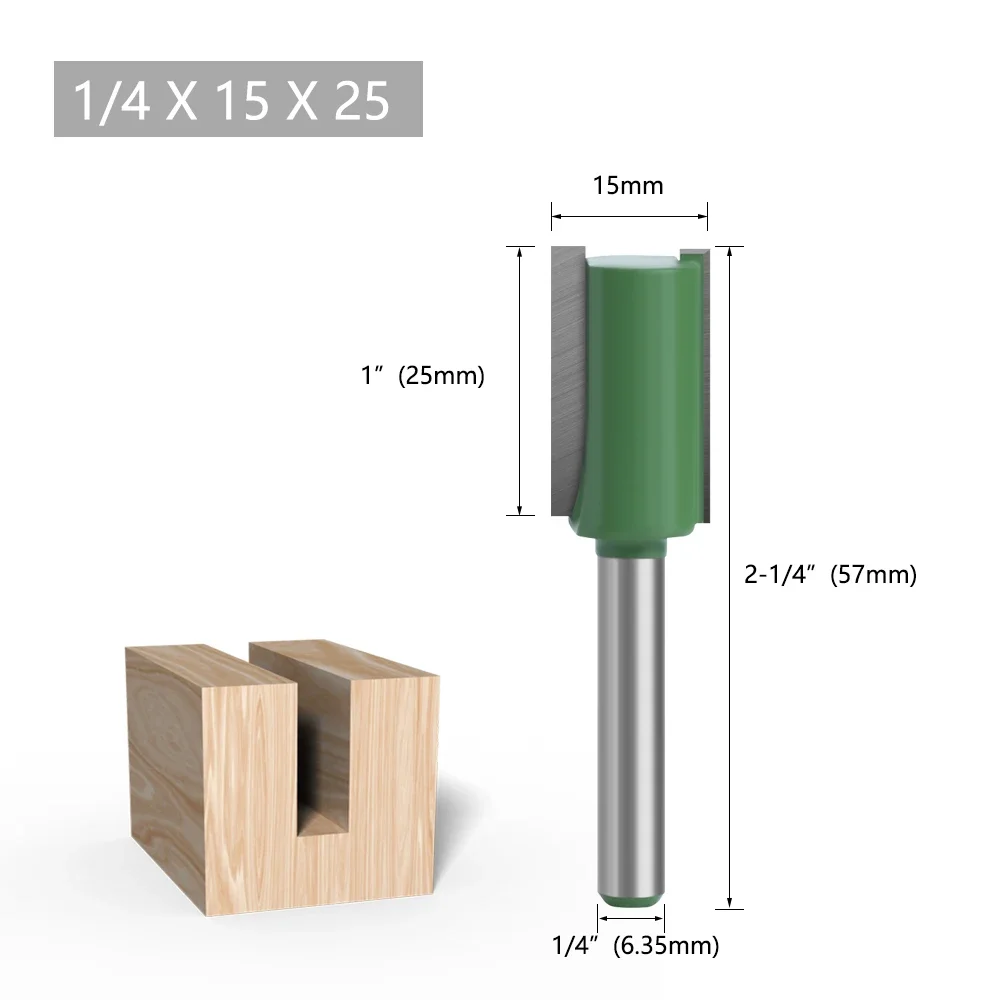 LAVIE 1pc 1/4mm Shank Straight Bit Double Flute Router Bits Milling Cutter For Wood Woodwork Tool C07-002