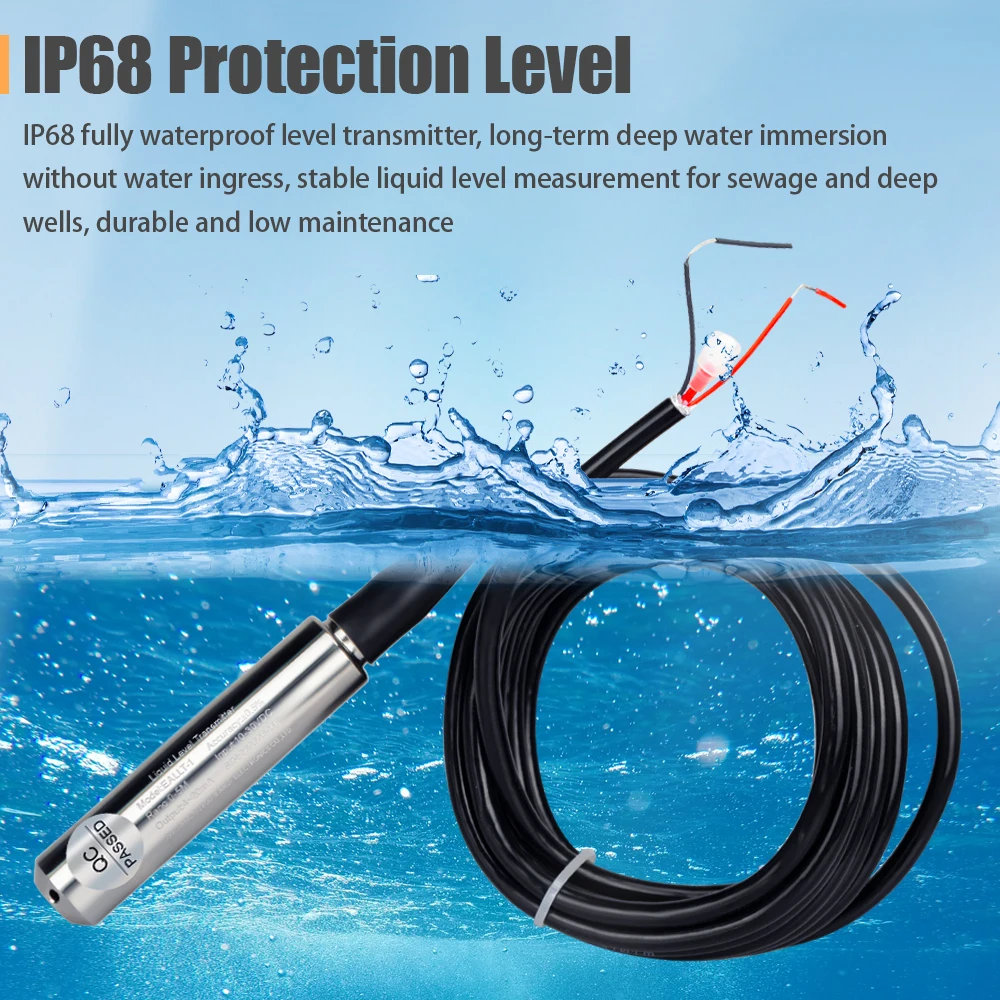 EARU Level Sensor 4-20mA 0-5V 0-10V Output Liquid Level Transmitter Water Level Sensor Probe Detector Controller Float Switch