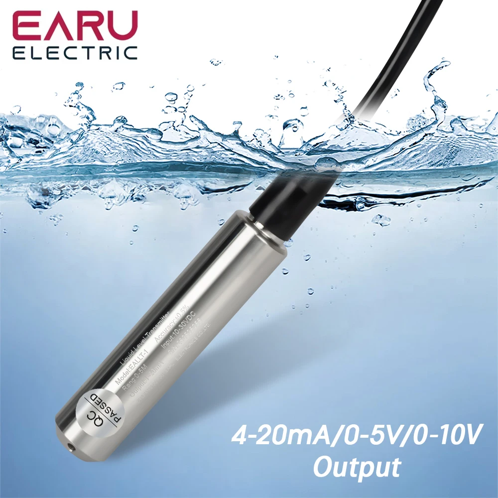 EARU Level Sensor 4-20mA 0-5V 0-10V Output Liquid Level Transmitter Water Level Sensor Probe Detector Controller Float Switch