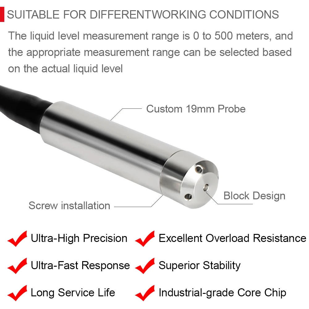 EARU Level Sensor 4-20mA 0-5V 0-10V Output Liquid Level Transmitter Water Level Sensor Probe Detector Controller Float Switch