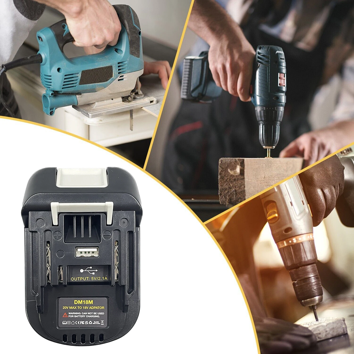 DM18M Battery Adapter for Makita 18V Tools Convert for Dewalt 20V Battery & Milwaukee M18 18V Battery to Makita 18V Battery