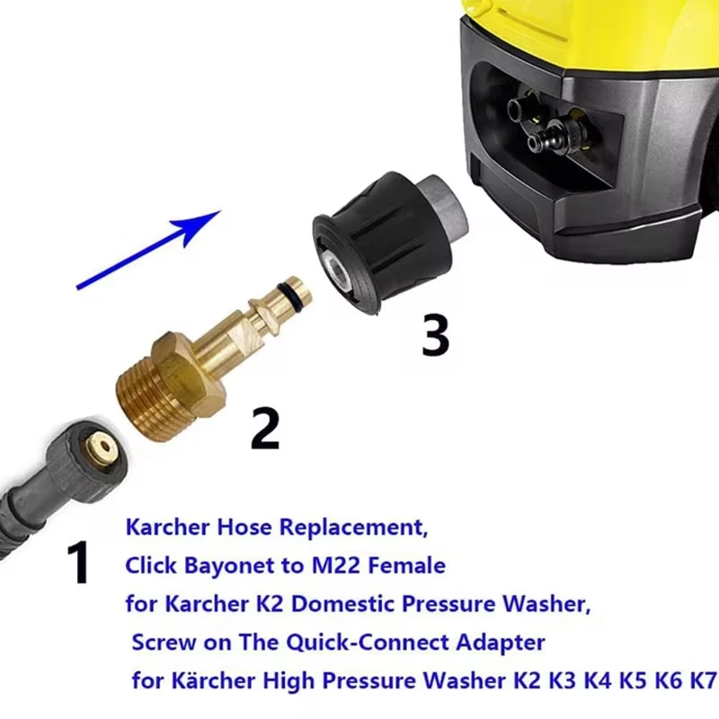 M22 14MM Fitting Hose Connector High Pressure Washer Hose Adapter Replacement Parts and Accessories for Karcher Lavor Bosch