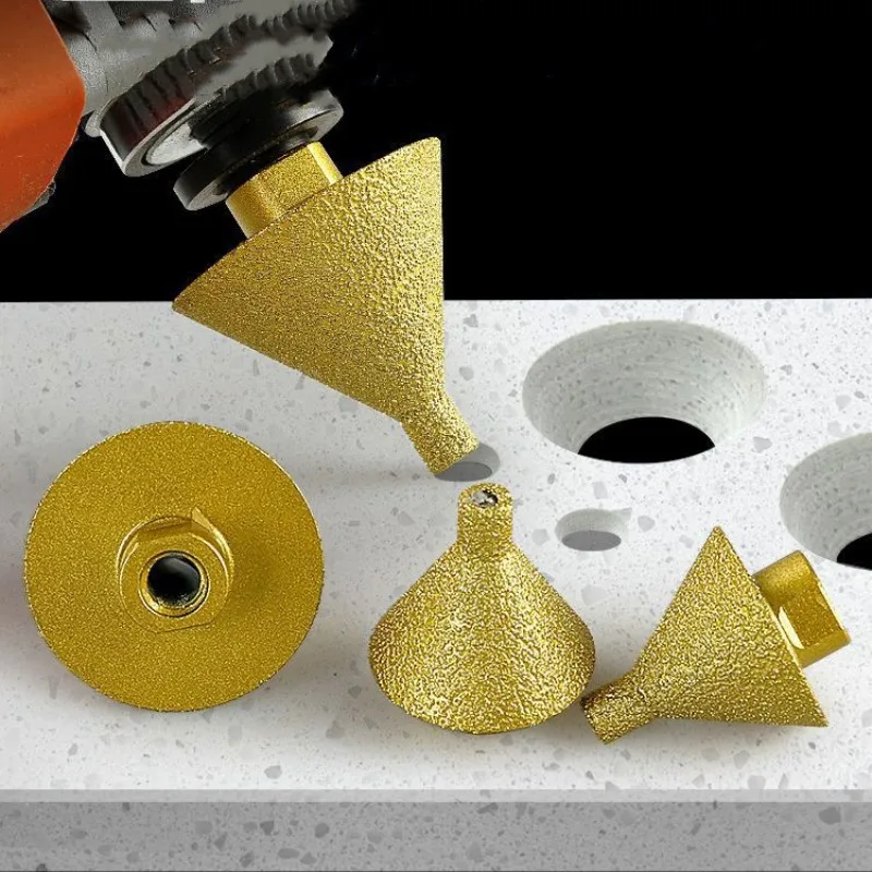 M14 Diamond Chamfer Corn Drill Bit Enlarged Hole Beveling Grinding Tools 50mm for Granite Marble Tiles Stone Cutting Cone Carve
