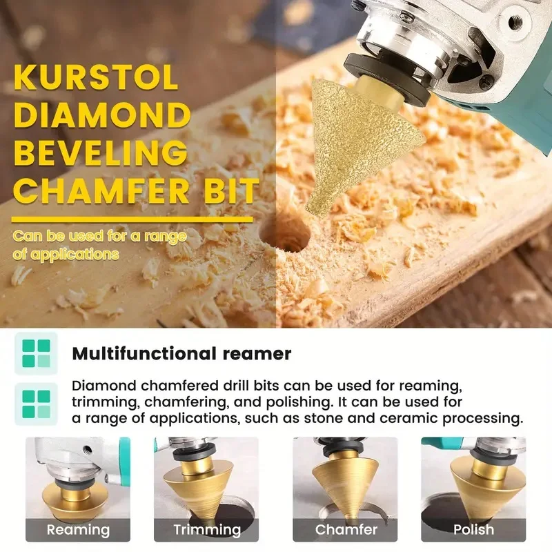 M14 Diamond Chamfer Corn Drill Bit Enlarged Hole Beveling Grinding Tools 50mm for Granite Marble Tiles Stone Cutting Cone Carve