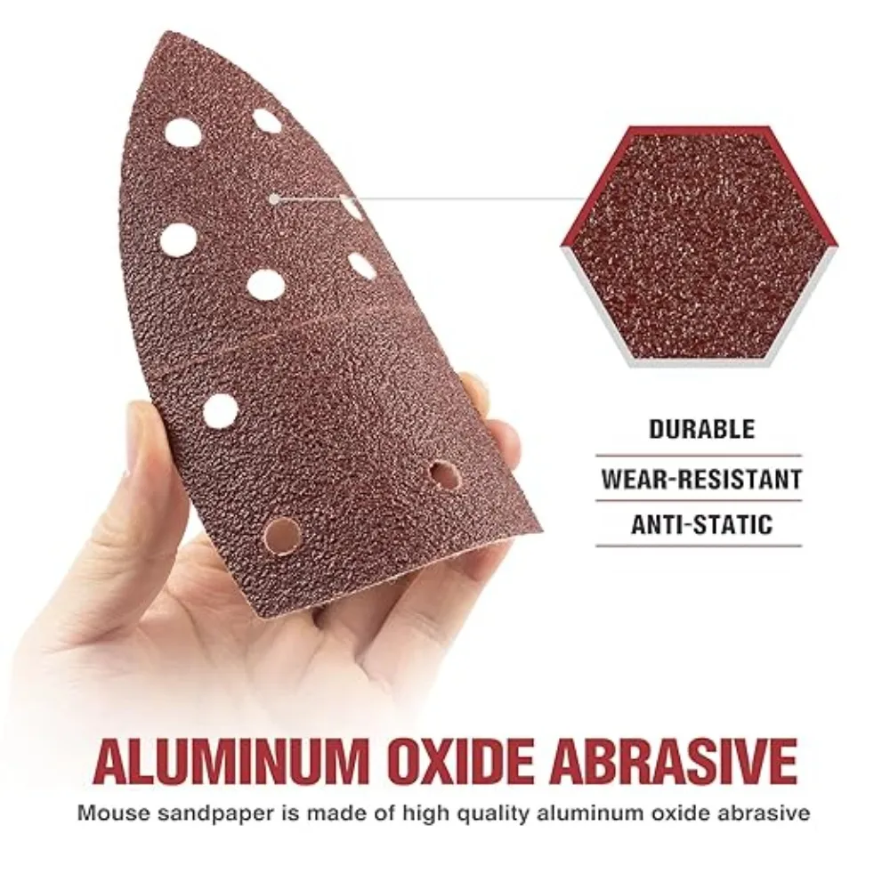Wholesale 160-1Pcs 11Holes Mouse 40-2000 Grits Sander Sandpaper Triangule Sand Paper Abrasive Triangle Sanding Disc Detail