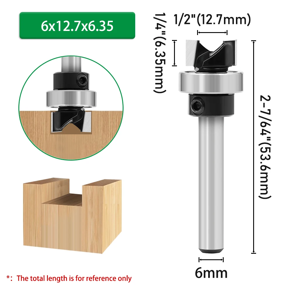 LAVIE 1pc 6mm 1/4"Shank Bearing Straight Router Bit Cutter Milling Cutter Woodworking Tools C06013A