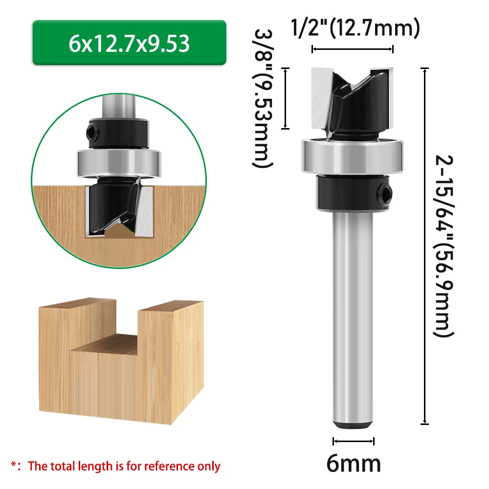 LAVIE 1pc 6mm 1/4"Shank Bearing Straight Router Bit Cutter Milling Cutter Woodworking Tools C06013A