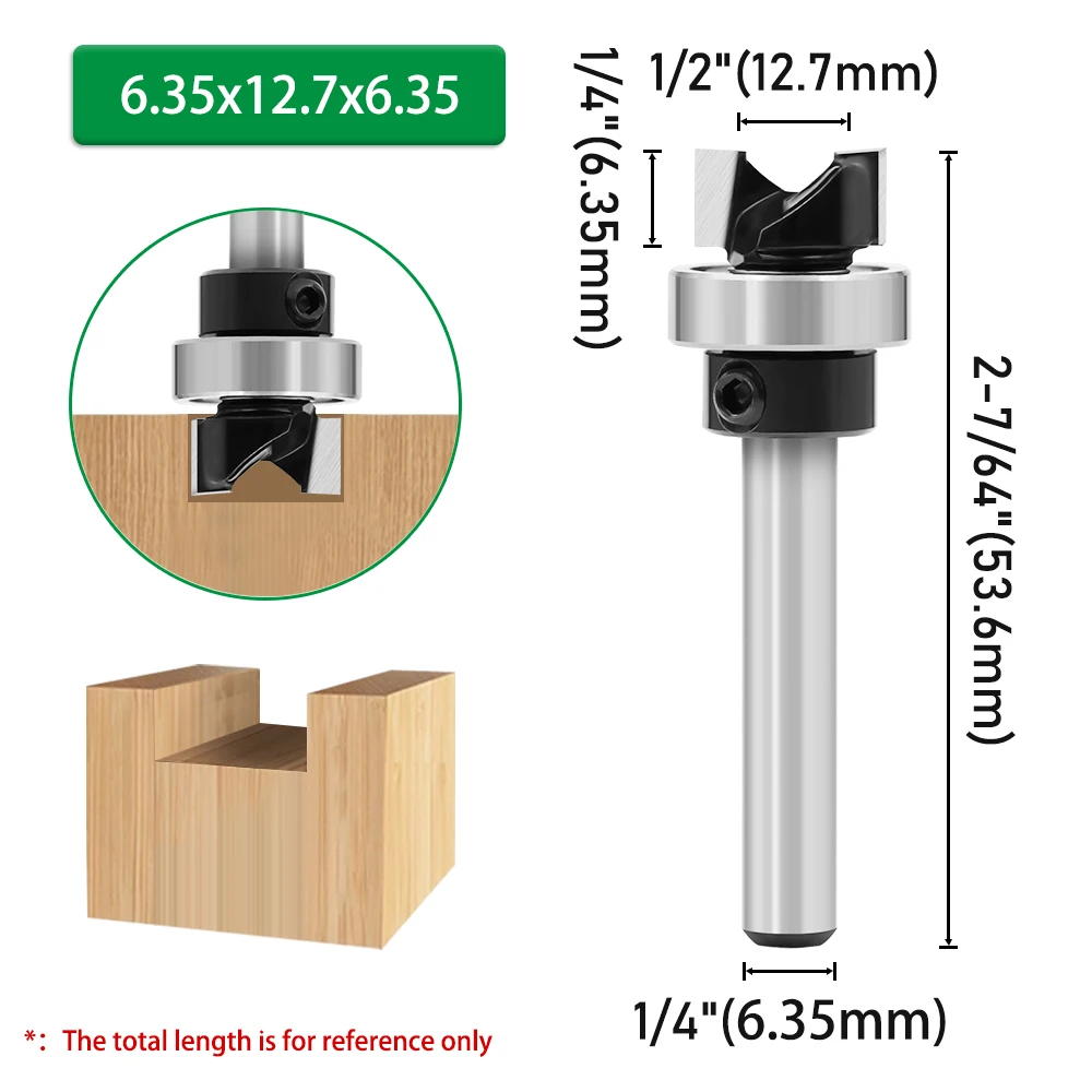 LAVIE 1pc 6mm 1/4"Shank Bearing Straight Router Bit Cutter Milling Cutter Woodworking Tools C06013A