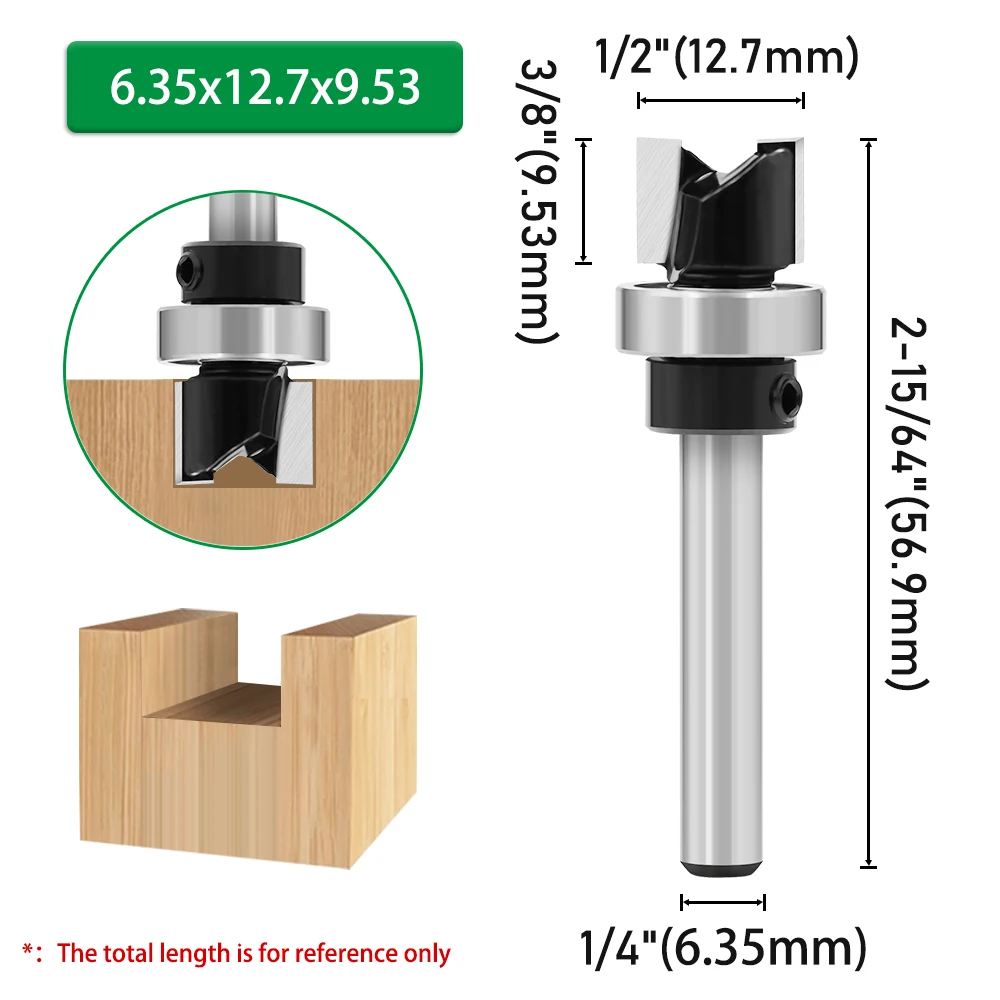 LAVIE 1pc 6mm 1/4"Shank Bearing Straight Router Bit Cutter Milling Cutter Woodworking Tools C06013A